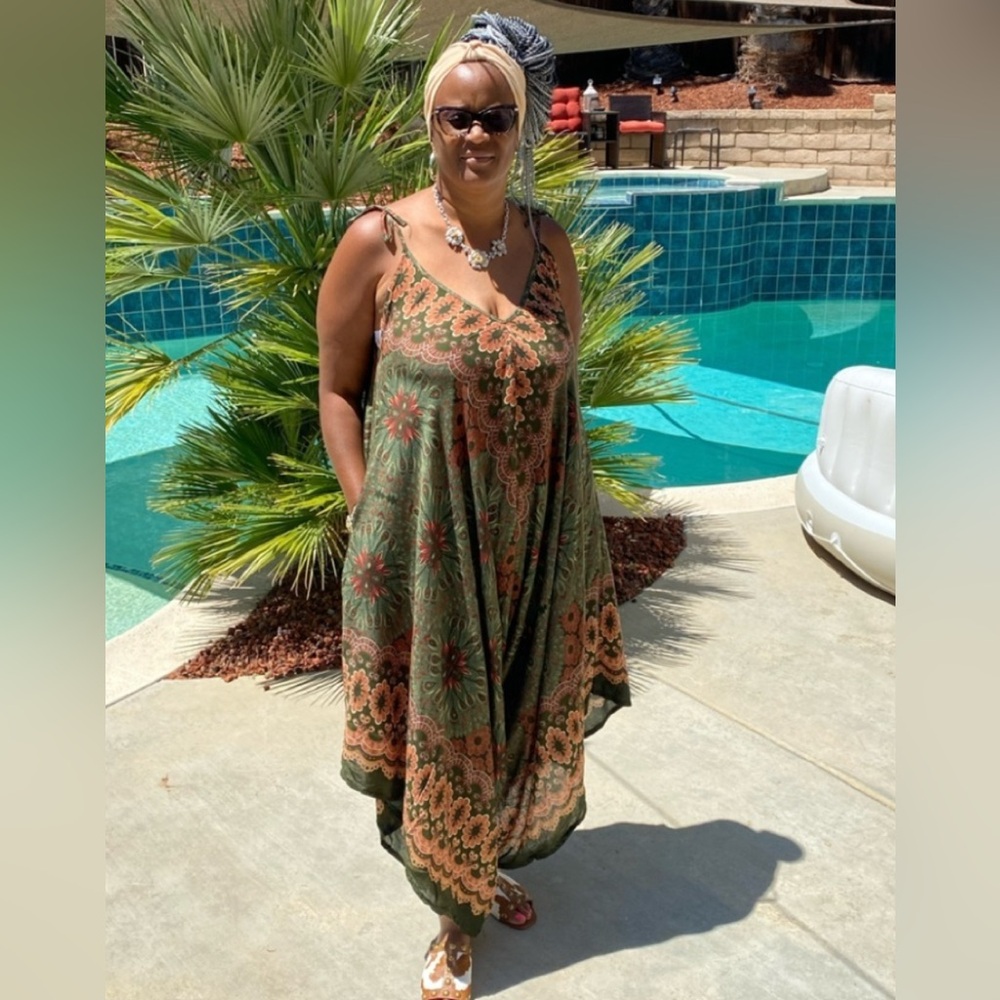 Multi print harem pant romper